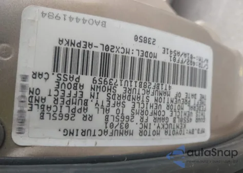 2001 Toyota Avalon Xl z USA, uszkodzony, nr VIN 4T1BF28B11U173959